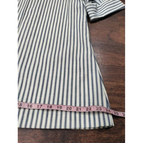 Vintage 70's Gertrude Davenport Striped Half Sleeve Buttoned Sleep Shirt Blue M - Picture 6 of 8